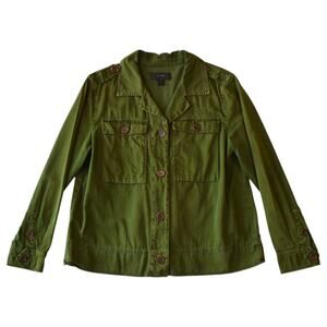 J Crew Oversized Olive Green Utility Field Jacket Safari Shirt Jacket XS